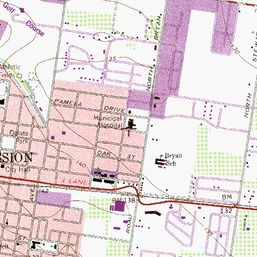 Topographic Map of Leona Colonia, TX