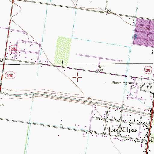 Topographic Map of Los Ranchitos Number 1-3 Colonia, TX