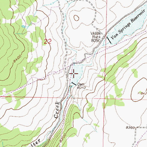 Topographic Map of Von Springs Reservoir Number 1, CO