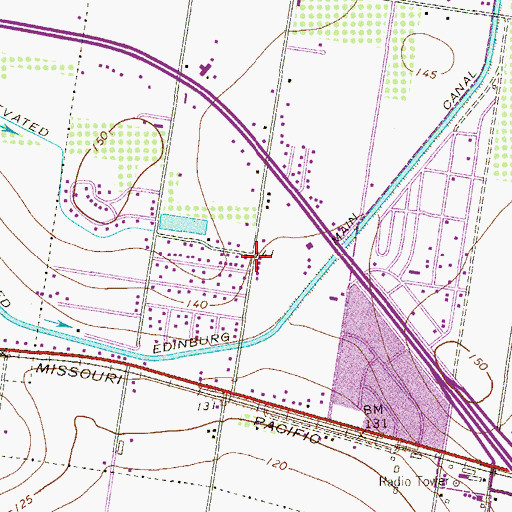 Topographic Map of Lakeside Colonia, TX