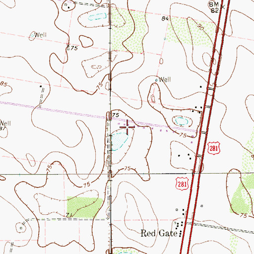 Topographic Map of Lane Number 1 Colonia, TX