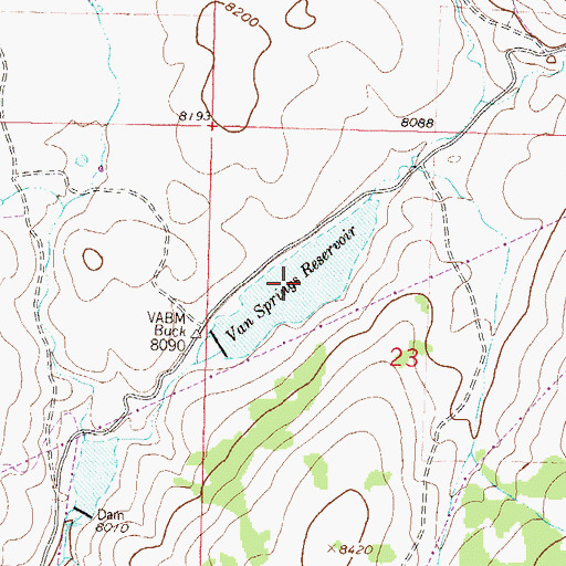 Topographic Map of Von Springs Reservoir Number 2, CO