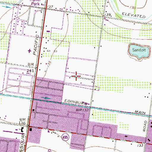 Topographic Map of Las Brisas Colonia, TX