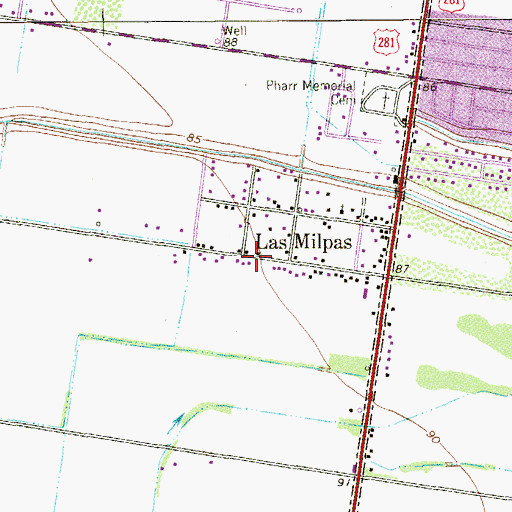 Topographic Map of Las Brisas del Sur Colonia, TX