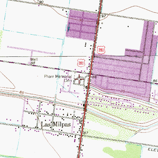 Topographic Map of H and B Colonia, TX