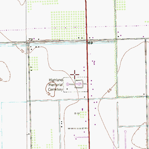 Topographic Map of Highland Memorial Park Colonia, TX
