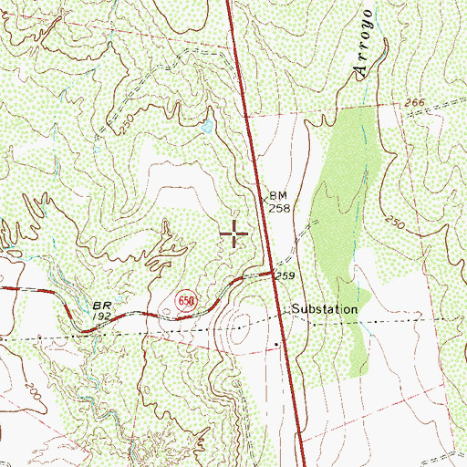 Topographic Map of Evergreen Colonia, TX