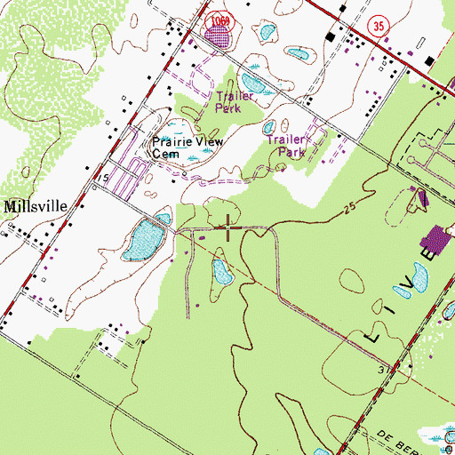 Topographic Map of Whispering Oaks Estates Colonia, TX