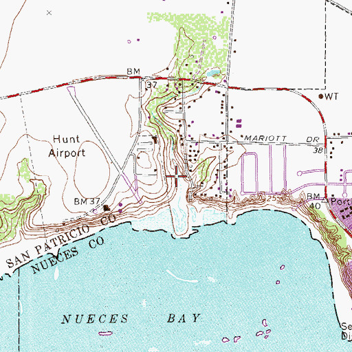 Topographic Map of Nueces Bayfront Colonia, TX
