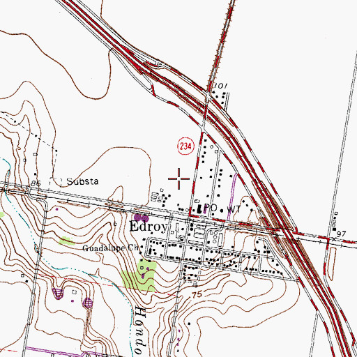 Topographic Map of Edroy Colonia, TX