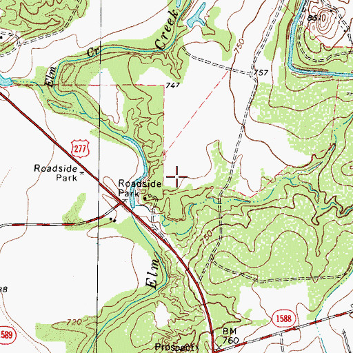 Topographic Map of South Elm Creek Number 2 Colonia, TX