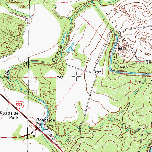 Topographic Map of South Elm Creek Number 4 Colonia, TX