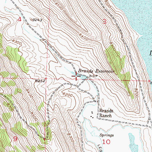 Topographic Map of Brands Reservoir, CO