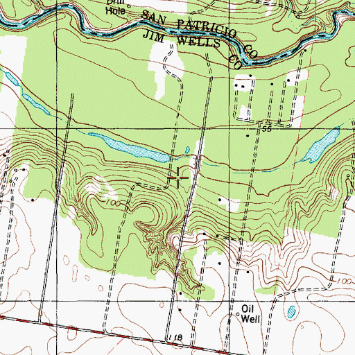 Topographic Map of Shady Acres Colonia, TX