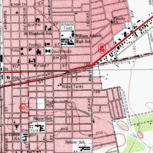 Topographic Map of North Hilltop Addition Colonia, TX