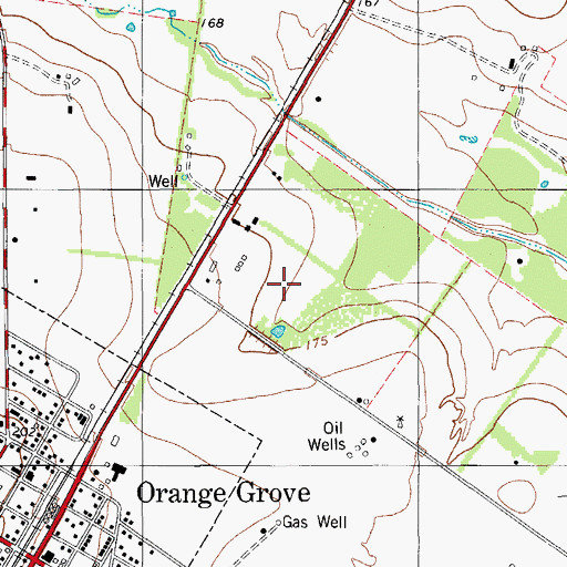 Topographic Map of Orange Grove Villa Colonia, TX