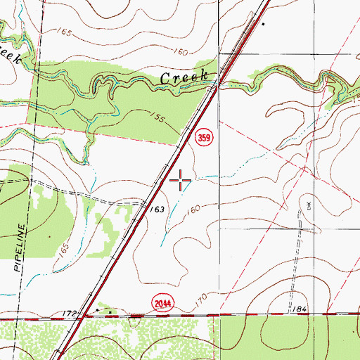 Topographic Map of Hollow Tree Estates Colonia, TX