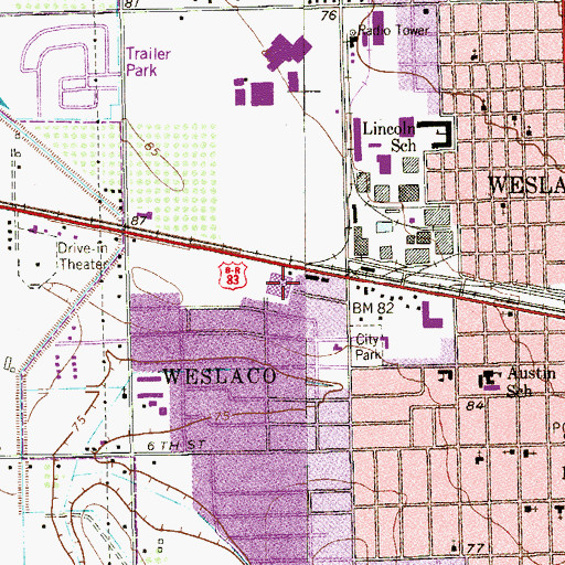 Topographic Map of West Highway Colonia, TX