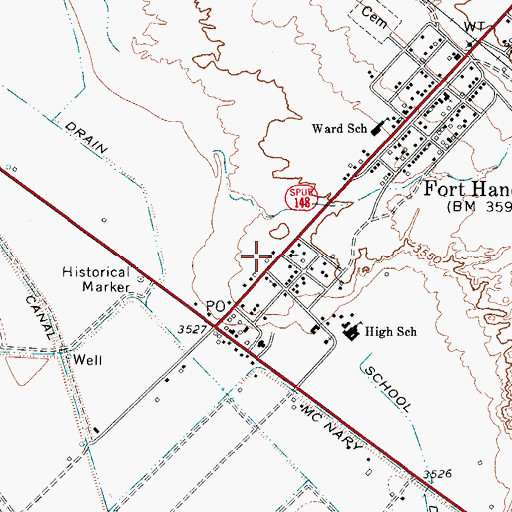Topographic Map of Villa Alegre Colonia, TX