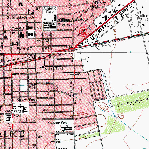 Topographic Map of East Buena Vista Addition Colonia, TX
