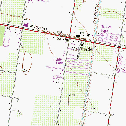 Topographic Map of Val Verde Grove Colonia, TX