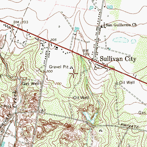 Topographic Map of Vales Colonia, TX