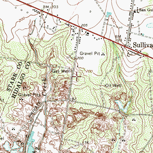 Topographic Map of Villa Estates Colonia, TX