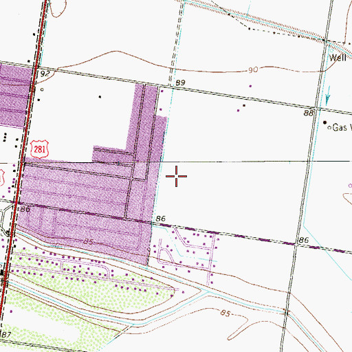 Topographic Map of Villas del Valle Colonia, TX