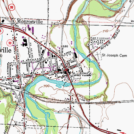 Topographic Map of Monroeville Post Office, OH