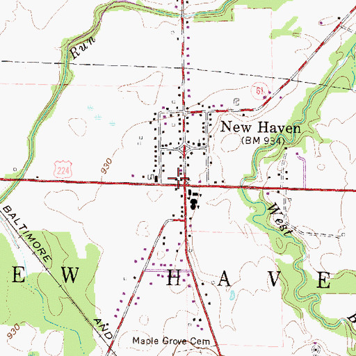 Topographic Map of New Haven Post Office, OH