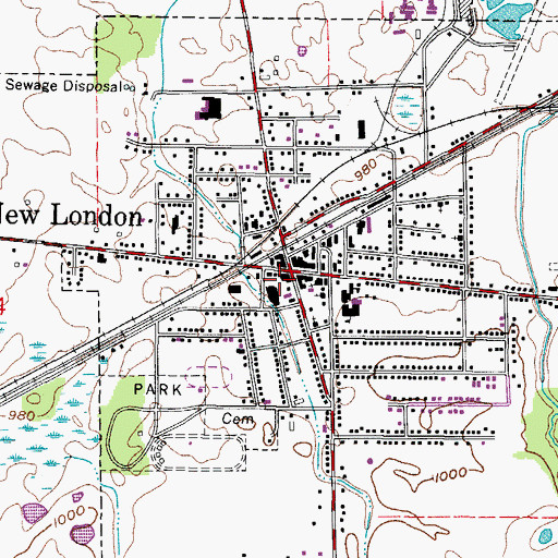 Topographic Map of New London Post Office, OH