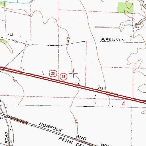 Topographic Map of Wakeman Post Office, OH