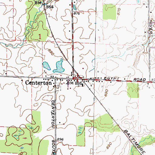 Topographic Map of Centerton Post Office (historical), OH