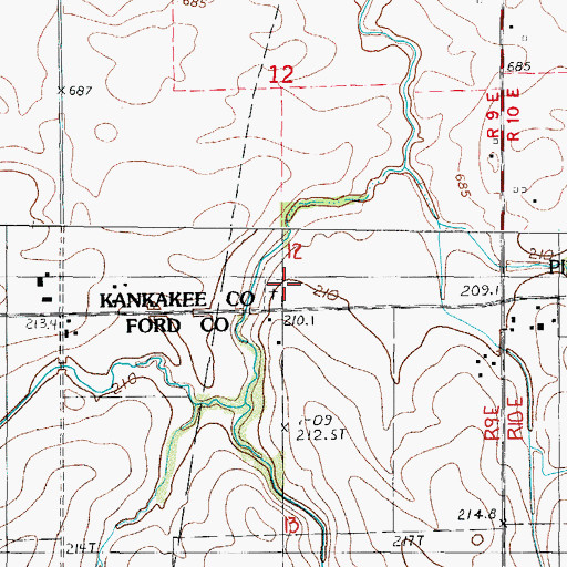 Topographic Map of Floridgeville Cemetery, IL
