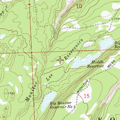 Topographic Map of Middle Monitor Reservoir, CO