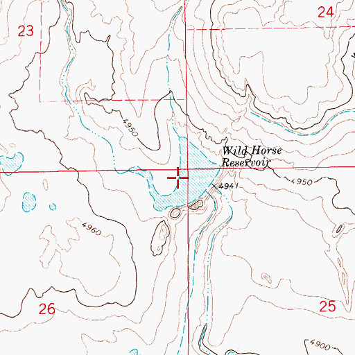 Topographic Map of Wildhorse Reservoir 1, CO