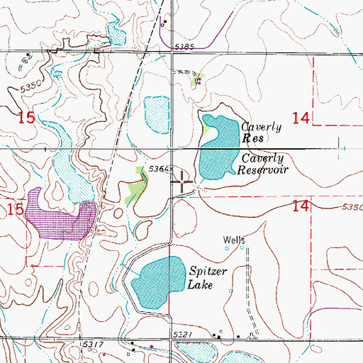 Topographic Map of Caverly Reservoir, CO
