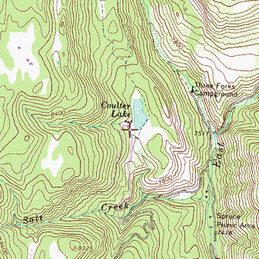 Topographic Map of Coulter Dam, CO