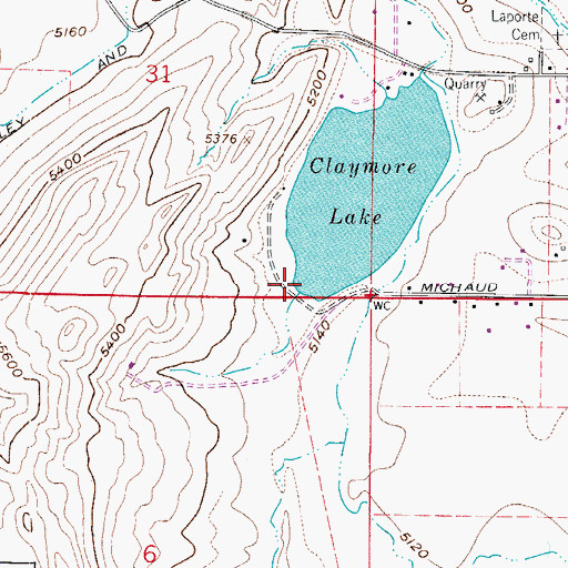 Topographic Map of Claymore Dam, CO
