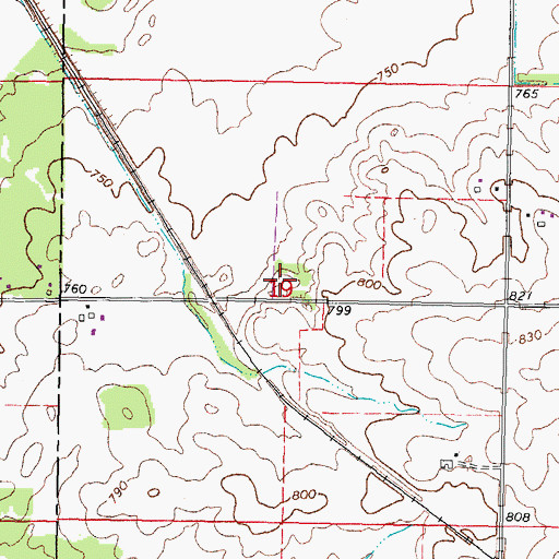 Topographic Map of Flora Prairie Nature Preserve, IL