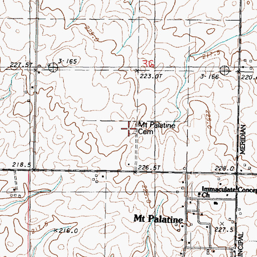 Topographic Map of Mount Palatine Cemetery Prairie Nature Preserve, IL