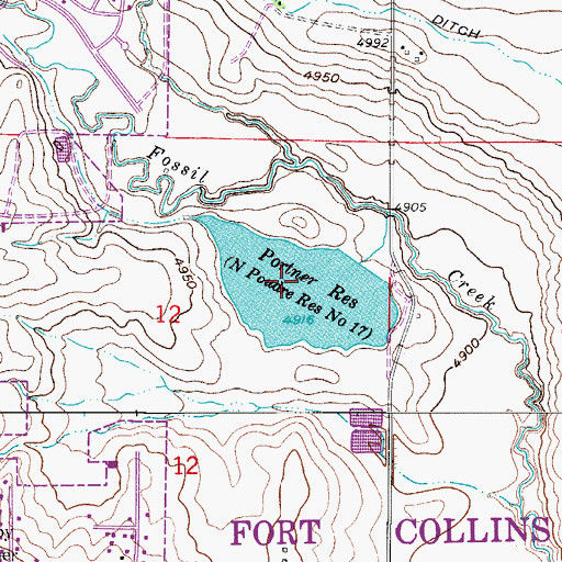 Topographic Map of Portner Reservoir, CO