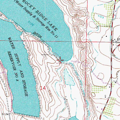 Topographic Map of Rocky Ridge Dam, CO