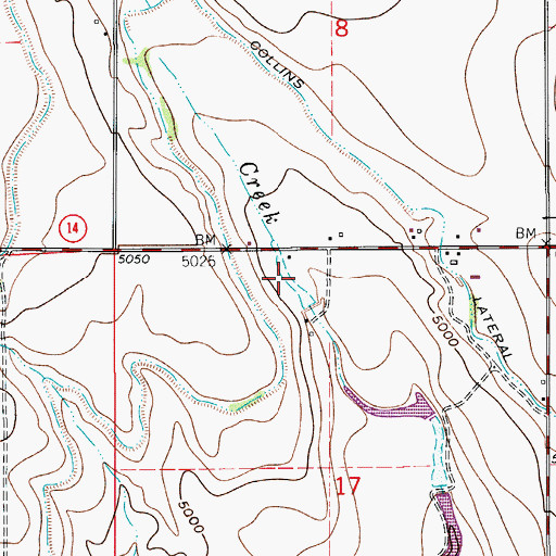 Topographic Map of Wykert Reservoir Number 1, CO