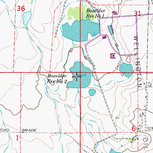 Topographic Map of Boxelder Reservoir Number Two, CO