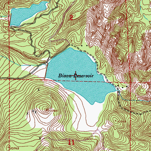 Topographic Map of Bison Reservoir, CO