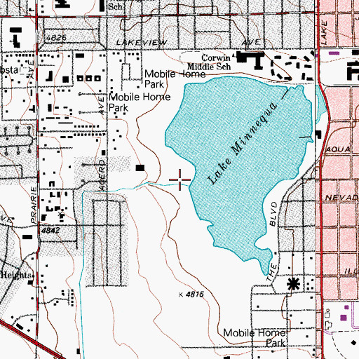Topographic Map of Lake Minnequa Dam, CO