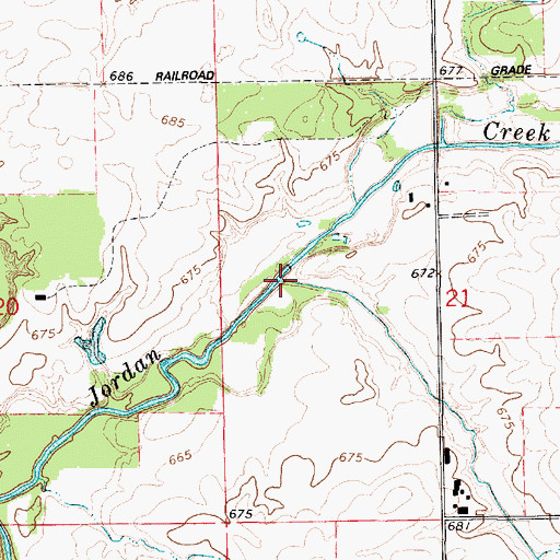Topographic Map of Jordan Creek of the North Fork Nature Preserve, IL
