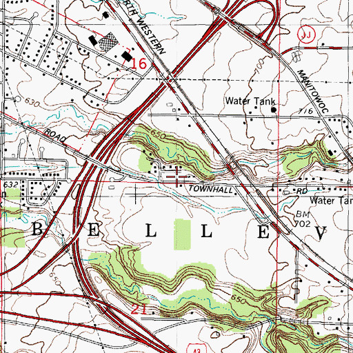 Topographic Map of Village of Bellevue, WI
