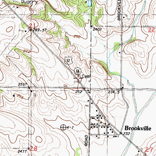 Topographic Map of Brookville Lutheran Cemetery Prairie Nature Preserve, IL